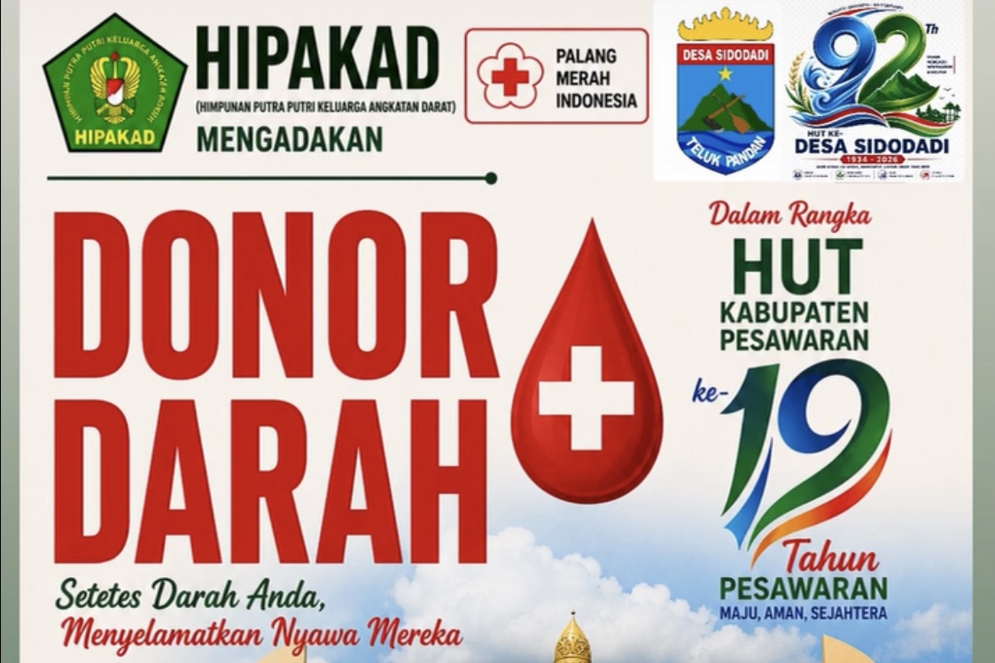 HIPAKAD Bersama PMI Gelar Bakti Sosial Donor Darah di Balai Desa Sidodadi